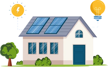 illustration of a house with solar panels and a savings symbol